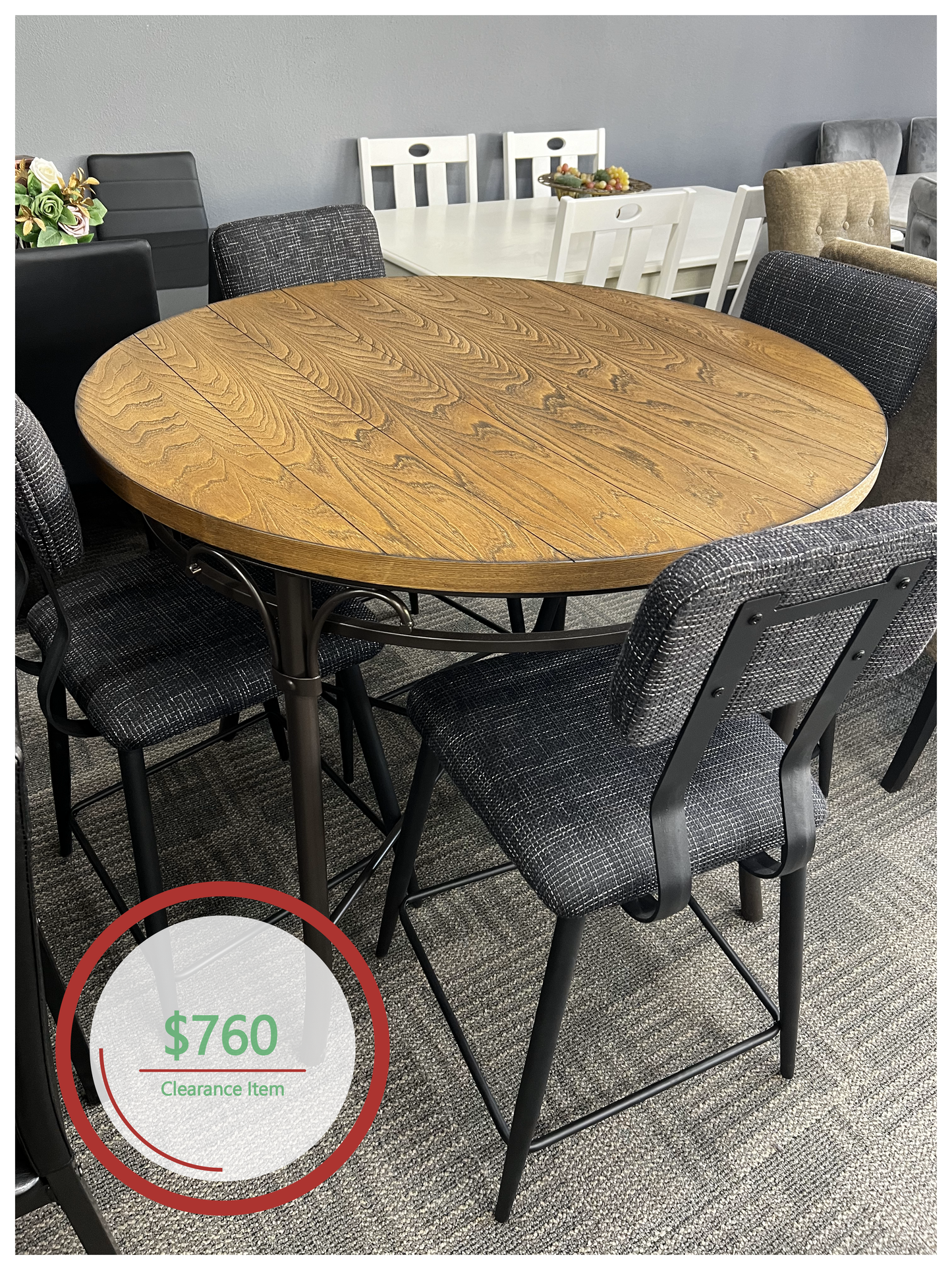 CLEARANCE - 5PC RUSTIC PUB DINING SET