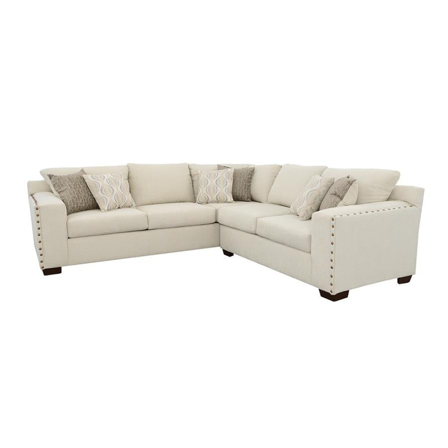 ARIA L-SHAPED SECTIONAL WITH NAILHEAD OATMEAL