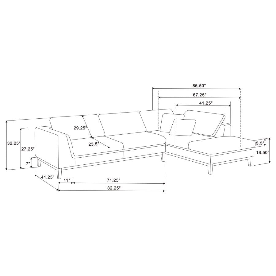 PERSIA 2-PIECE MODULAR SECTIONAL GREY