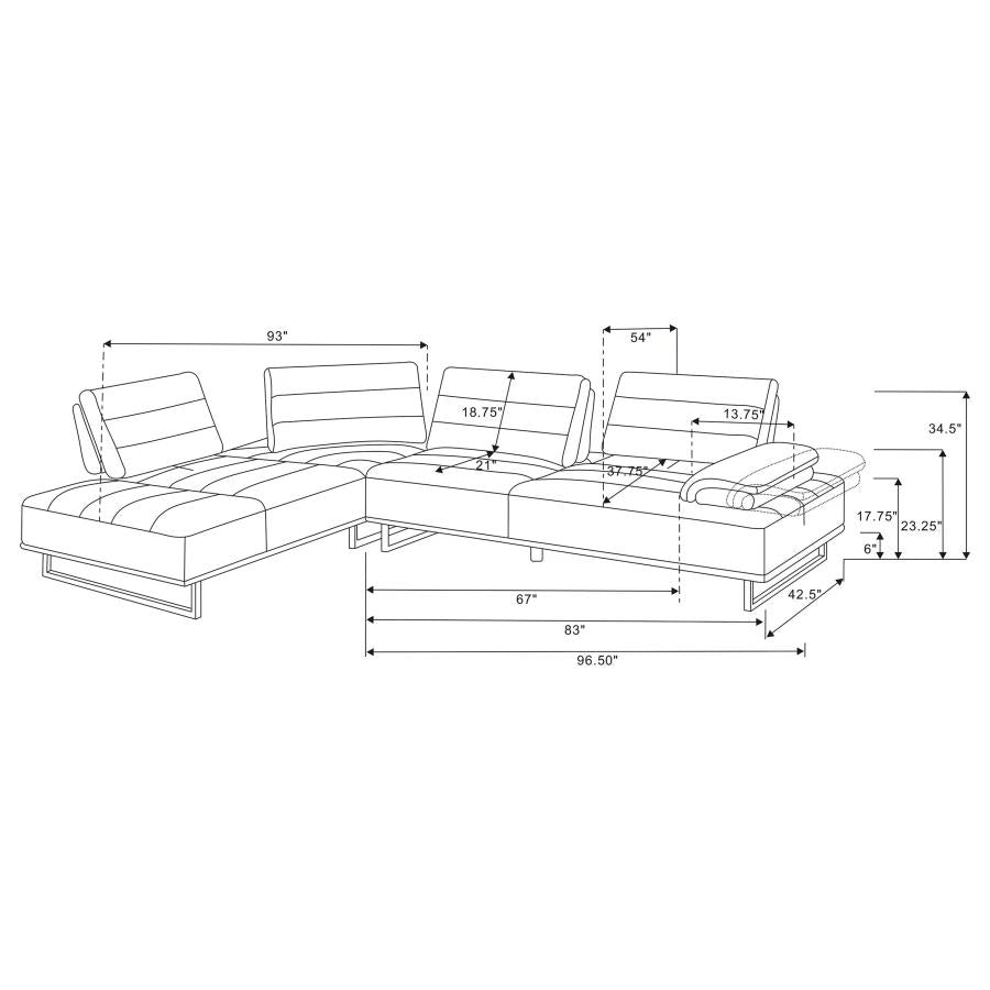 ARDEN 2-PIECE ADJUSTABLE BACK SECTIONAL TAUPE