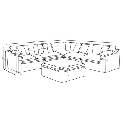 HOBSON 6-PIECE REVERSIBLE CUSHION MODULAR SECTIONAL OFF-WHITE