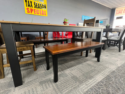 FLOOR SAMPLE - 6PC PC SOLID WOOD W/ STEEL BASE DINING SET