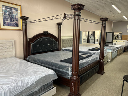 FLOOR SAMPLE - KING CANOPY BED W/ GLACIER FIRM MATTRESS