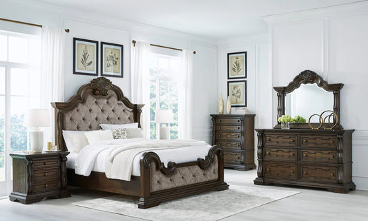 MAYLEE DARK BROWN UPHOLSTERED PANEL BEDROOM SET